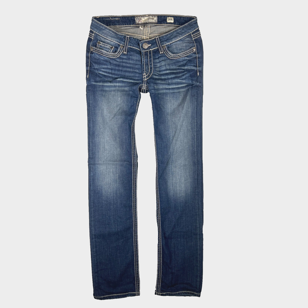 BKE Stella Jeans 28 Ultra Low Rise Straight Leg Y2K 90s Western Cowgirl Slim Fit